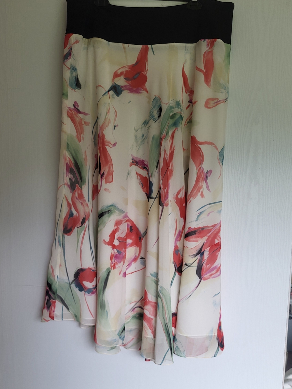 Jones New York Floral Silk Maxi Skirt in Black, Cream, Pink and Green - Picture 3 of 4